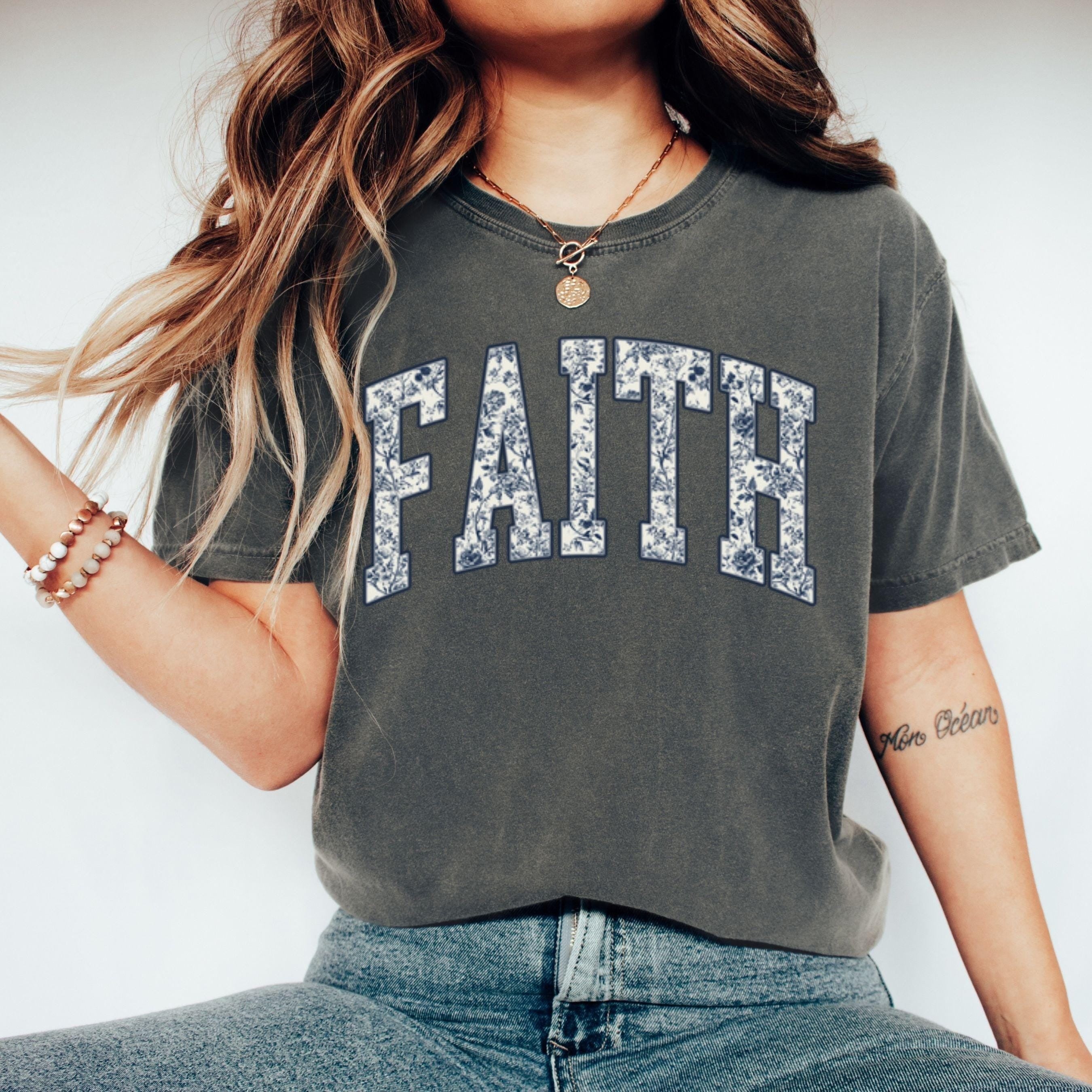 Comfort Colors® Christian Shirt, Comfort Colors® Religious Shirt, Faith Shirt, Toile Christian Shirt, Toile De Jouy, Chinoiserie, Faith Gift